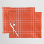 Grid Lines Bold Geometric Pattern in Red Orange and Pink Placemat Gallery Image 1