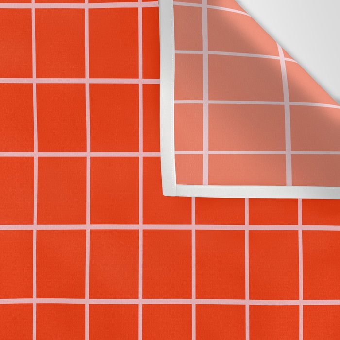 Grid Lines Bold Geometric Pattern in Red Orange and Pink Wall Tapestry Gallery Image 3