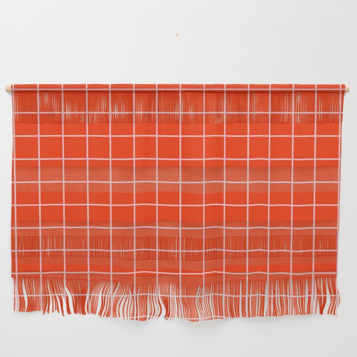 Grid Lines Bold Geometric Pattern in Red Orange and Pink Wall Hanging Gallery Image 1