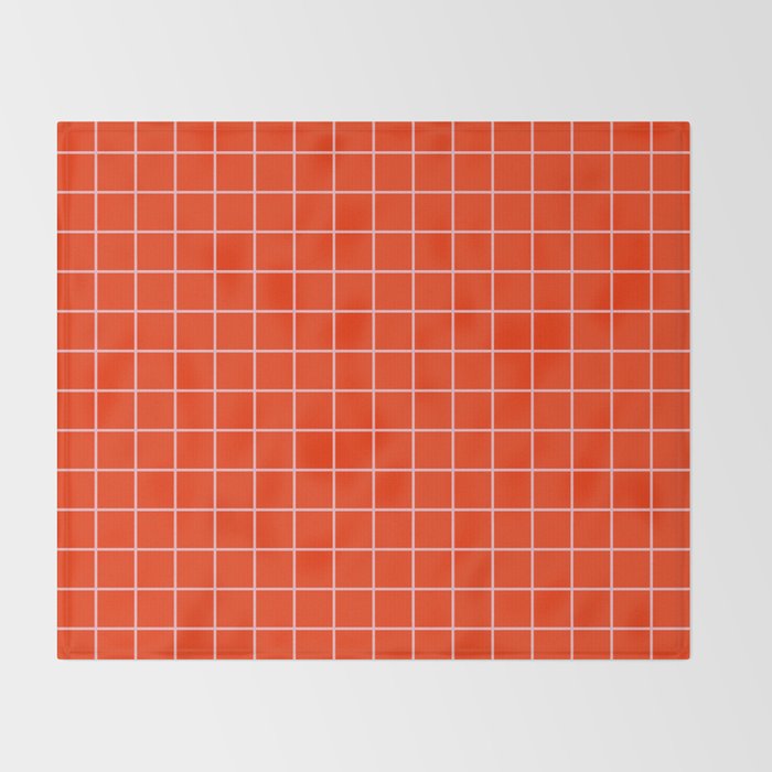 Grid Lines Bold Geometric Pattern in Red Orange and Pink Throw Blanket Gallery Image 2