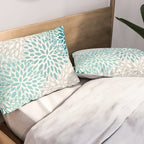 Floral Blooms in Teal, Aqua, Turquoise Pillow Sham Gallery Image 2