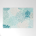 Floral Blooms in Teal, Aqua, Turquoise Welcome Mat Gallery Image 1