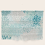 Floral Blooms in Teal, Aqua, Turquoise Wall Hanging Gallery Image 1
