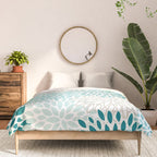 Floral Blooms in Teal, Aqua, Turquoise Comforter Gallery Image 3