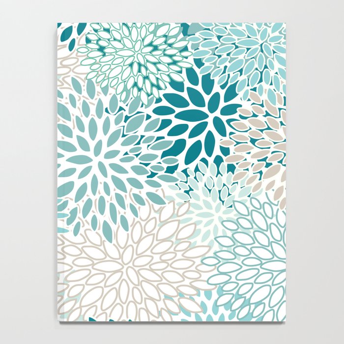 Floral Blooms in Teal, Aqua, Turquoise Notebook Gallery Image 4