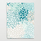 Floral Blooms in Teal, Aqua, Turquoise Notebook Gallery Image 4