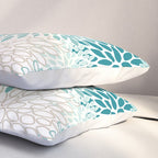 Floral Blooms in Teal, Aqua, Turquoise Pillow Sham Gallery Image 3