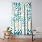 Floral Blooms in Teal, Aqua, Turquoise Window Curtain Gallery Image 5