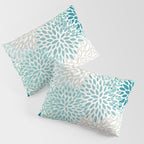 Floral Blooms in Teal, Aqua, Turquoise Pillow Sham Gallery Image 3