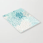 Floral Blooms in Teal, Aqua, Turquoise Notebook Gallery Image 2