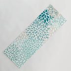 Floral Blooms in Teal, Aqua, Turquoise Yoga Mat Gallery Image 1