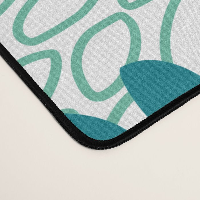 Floral Blooms in Teal, Aqua, Turquoise Desk Mat Gallery Image 4