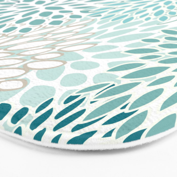 Floral Blooms in Teal, Aqua, Turquoise Bath Mat Gallery Image 3