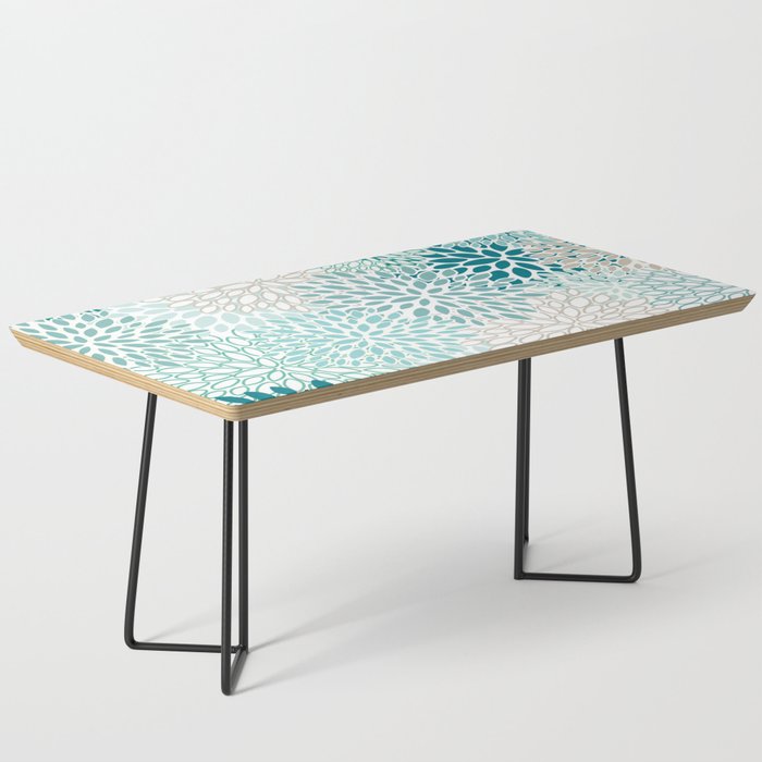 Floral Blooms in Teal, Aqua, Turquoise Coffee Table Gallery Image 1