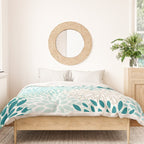 Floral Blooms in Teal, Aqua, Turquoise Duvet Cover Gallery Image 3