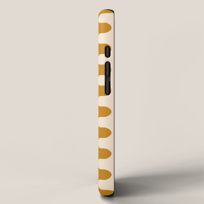 Retro Mid Century Modern Waves in  Yellow Ocher iPhone Case Gallery Image 2