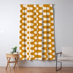 Retro Mid Century Modern Waves in  Yellow Ocher Window Curtain Gallery Image 5