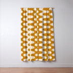 Retro Mid Century Modern Waves in  Yellow Ocher Window Curtain Gallery Image 3