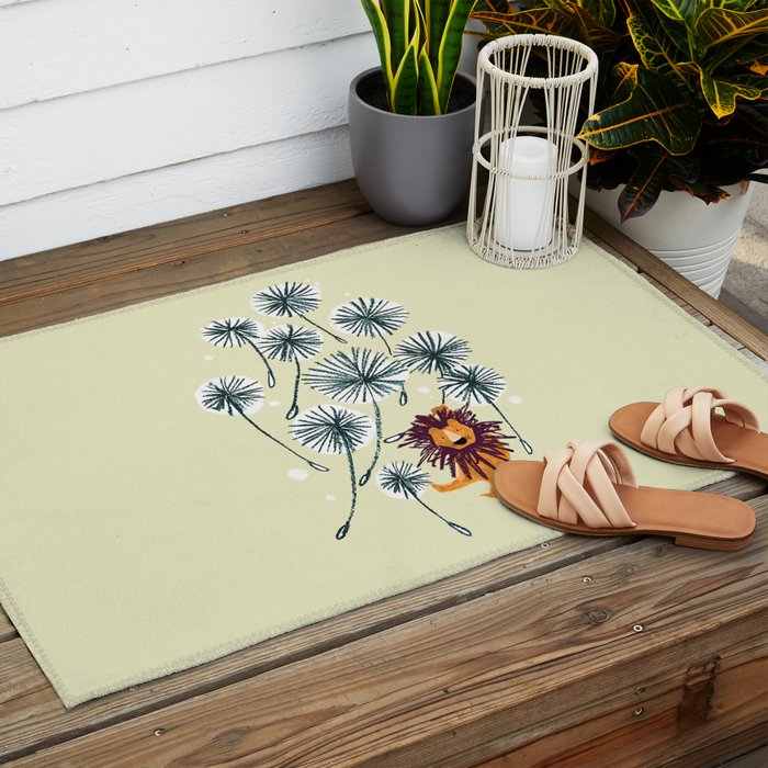 Lion on dandelion Outdoor Rug Gallery Image 2