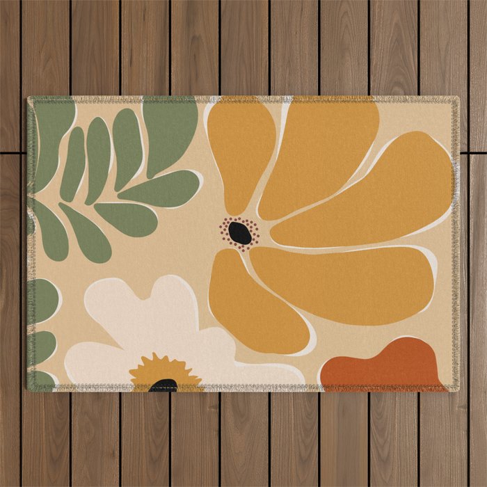 columbian old retro floral art print  Outdoor Rug Gallery Image 1