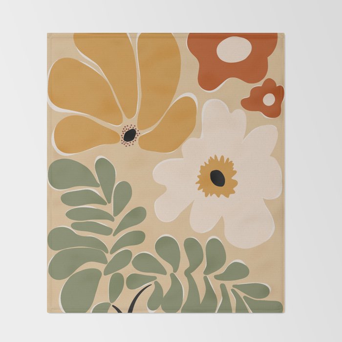 columbian old retro floral art print  Throw Blanket Gallery Image 2