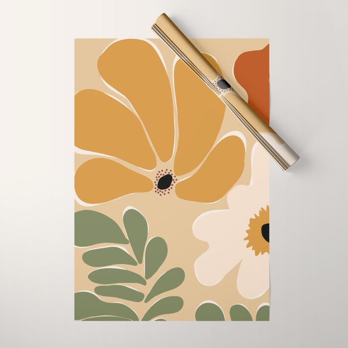 columbian old retro floral art print  Wrapping Paper Gallery Image 1