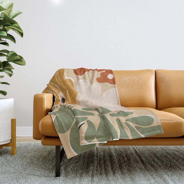 columbian old retro floral art print  Throw Blanket Gallery Image 1