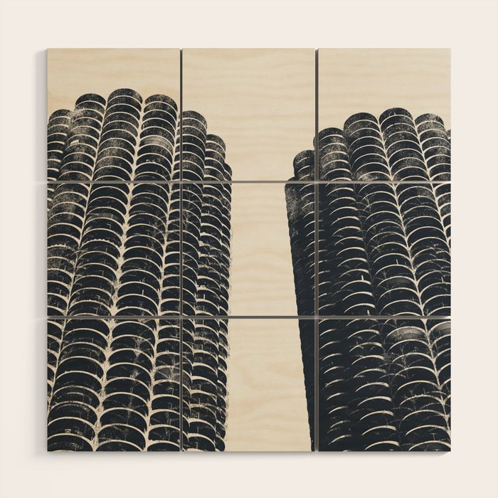 Chicago Architecture, Marina City, Chicago Wall Art, Chicago Art, Chicago Photography, Canvas Art Wood Wall Art Gallery Image 1
