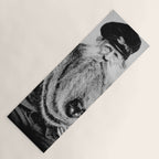 Kitten in the Beard of Old Man black and white photograph Yoga Mat Gallery Image 1