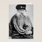 Kitten in the Beard of Old Man black and white photograph Stationery Card Gallery Image 2