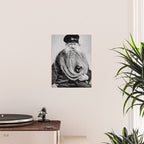 Kitten in the Beard of Old Man black and white photograph Poster Gallery Image 2