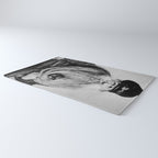 Kitten in the Beard of Old Man black and white photograph Rug Gallery Image 3