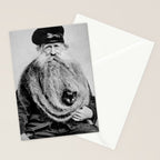 Kitten in the Beard of Old Man black and white photograph Stationery Card Gallery Image 2