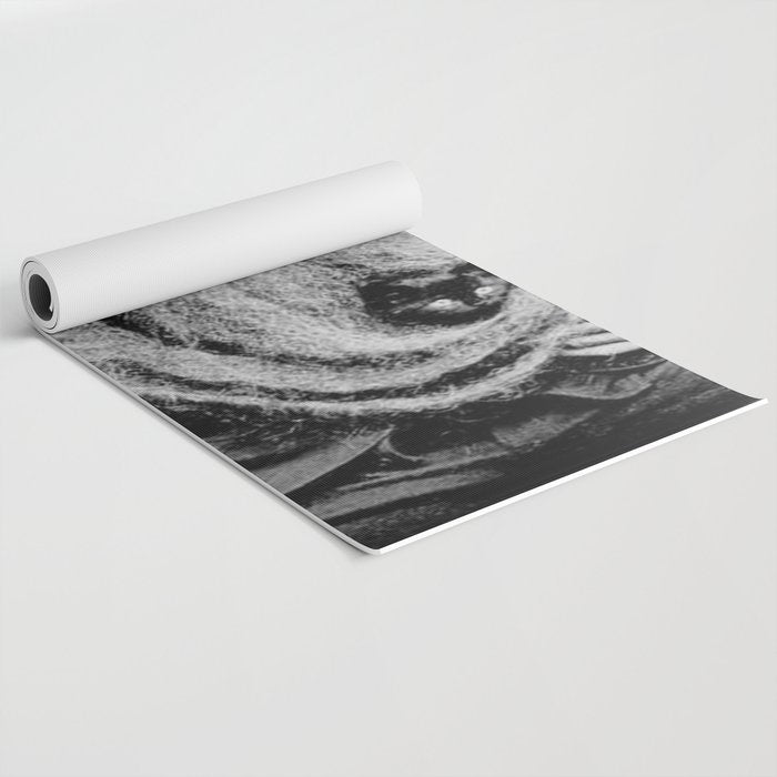 Kitten in the Beard of Old Man black and white photograph Yoga Mat Gallery Image 2