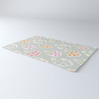 Ditsy Flower Sticker Bouquets on Blue and Cream Pinstripes Rug Gallery Image 3