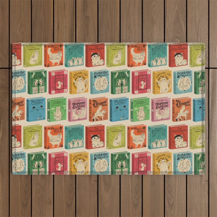 Meowsterpieces of Kiterature - Cat Literature Puns Outdoor Rug Gallery Image 1