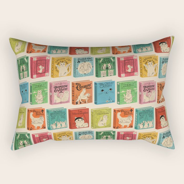 Meowsterpieces of Kiterature - Cat Literature Puns Rectangular Pillow Gallery Image 1