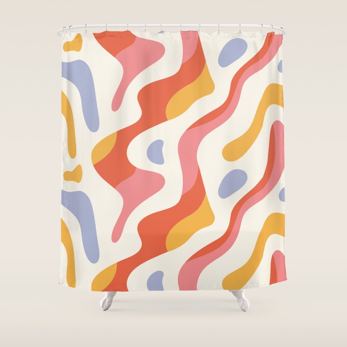 Abstract colorful organic shape art pattern Shower Curtain Gallery Image 1