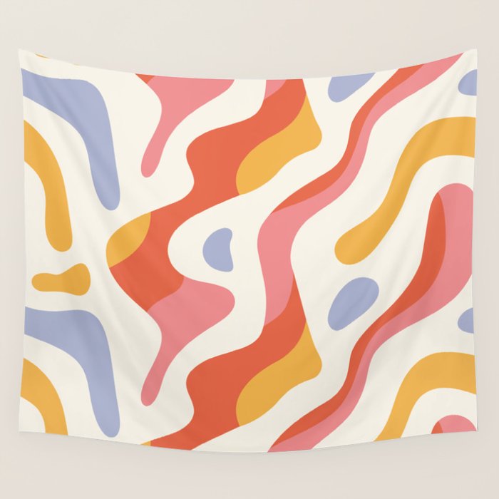 Abstract colorful organic shape art pattern Wall Tapestry Gallery Image 4