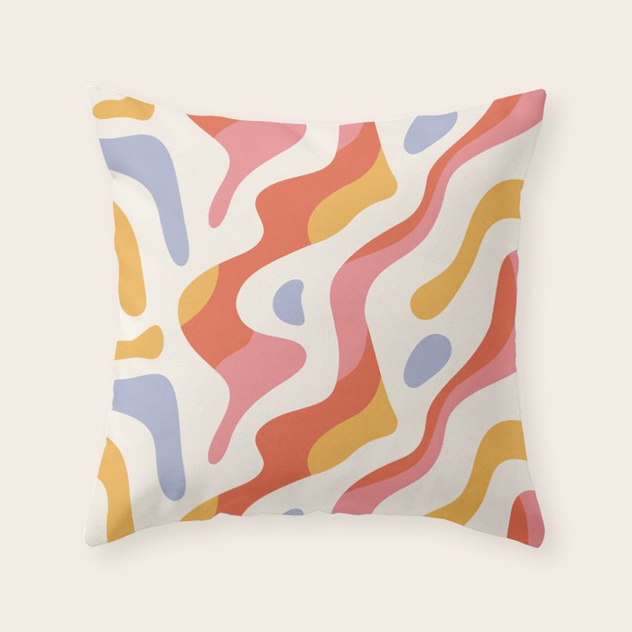 Abstract colorful organic shape art pattern Throw Pillow Gallery Image 1