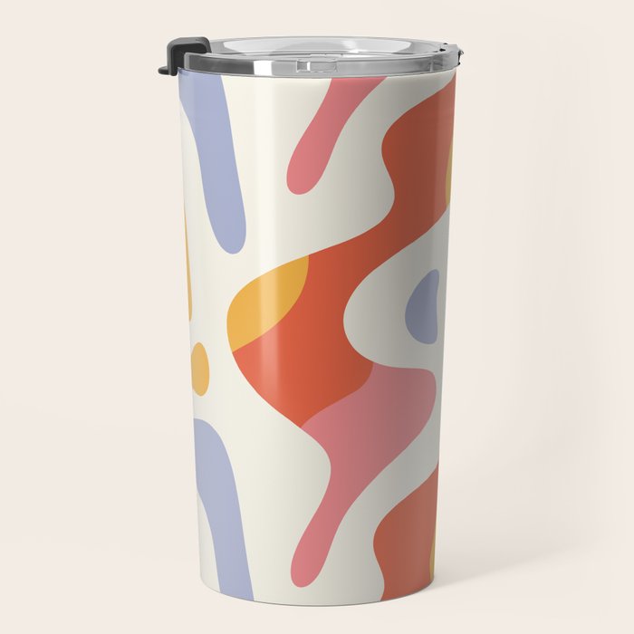 Abstract colorful organic shape art pattern Travel Mug Gallery Image 3