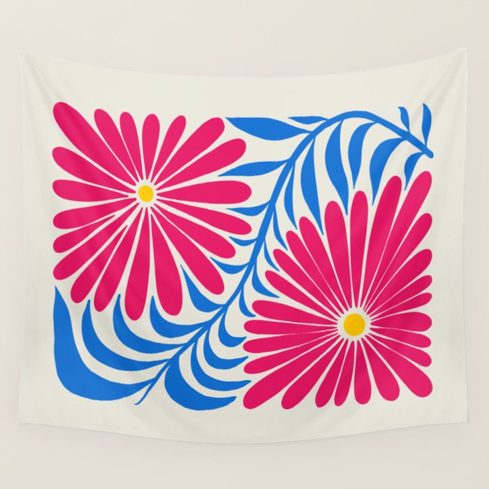 Viva Magenta Daisies Wall Tapestry Gallery Image 4