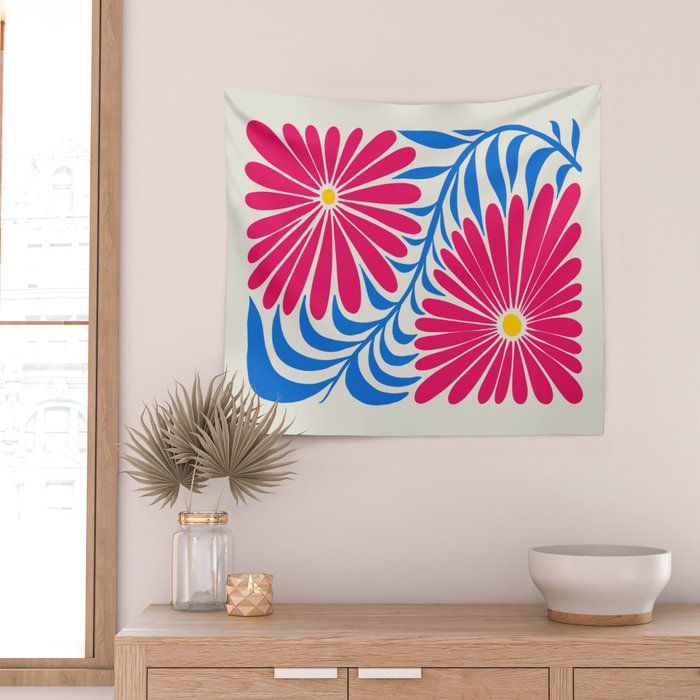 Viva Magenta Daisies Wall Tapestry Gallery Image 2