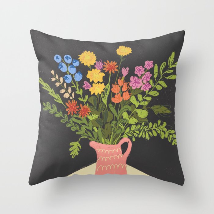 Meadow in a vase Throw Pillow Gallery Image 1
