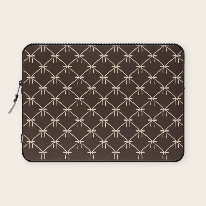 Bows and Ribbons Pattern LXIII Mocha Brown Laptop Sleeve Gallery Image 1