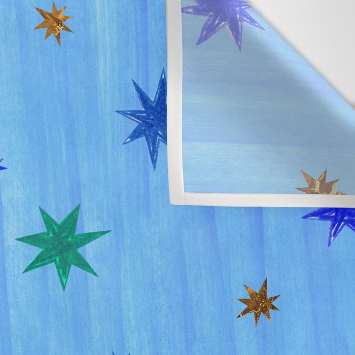 Celestial Star Twinkle in Blue Watercolor Wall Tapestry Gallery Image 3