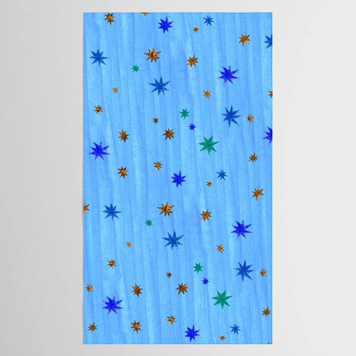 Celestial Star Twinkle in Blue Watercolor Tablecloth Gallery Image 2