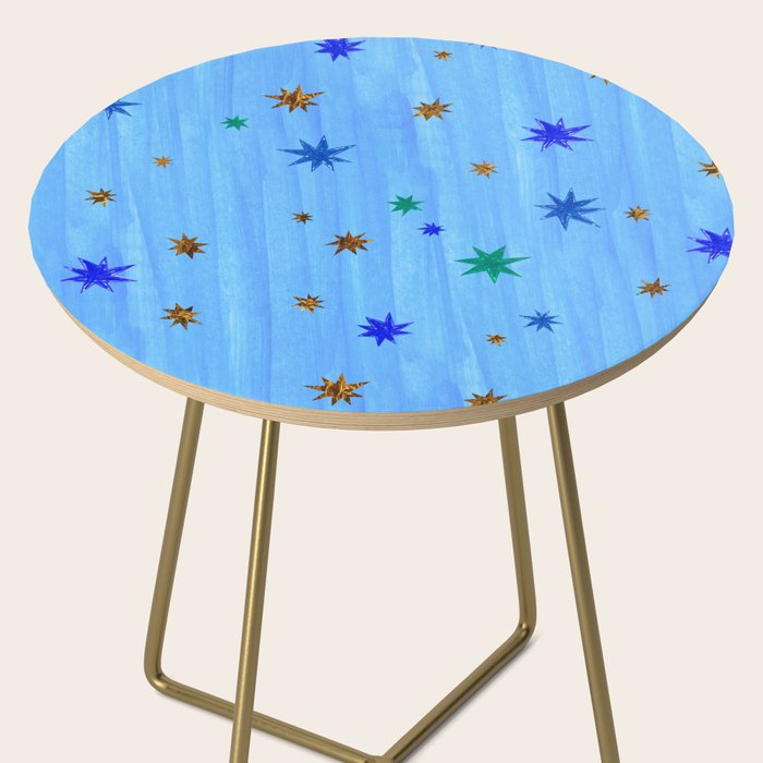 Celestial Star Twinkle in Blue Watercolor Side Table Gallery Image 2