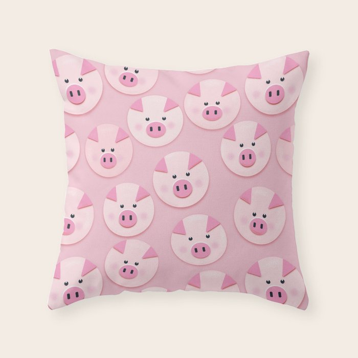 piggy pattern Throw Pillow Gallery Image 1