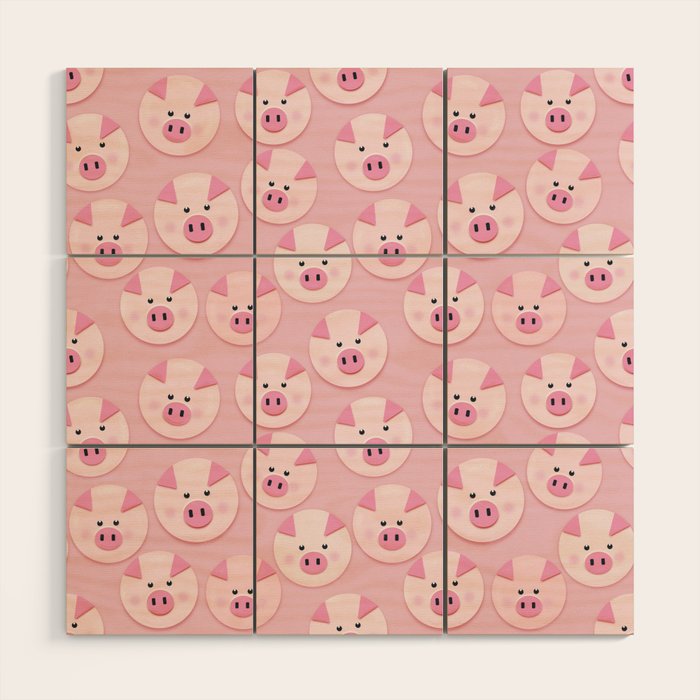 piggy pattern Wood Wall Art Gallery Image 1
